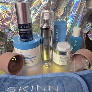 SKINN Skincare Collection with Blue and Silver Highlights